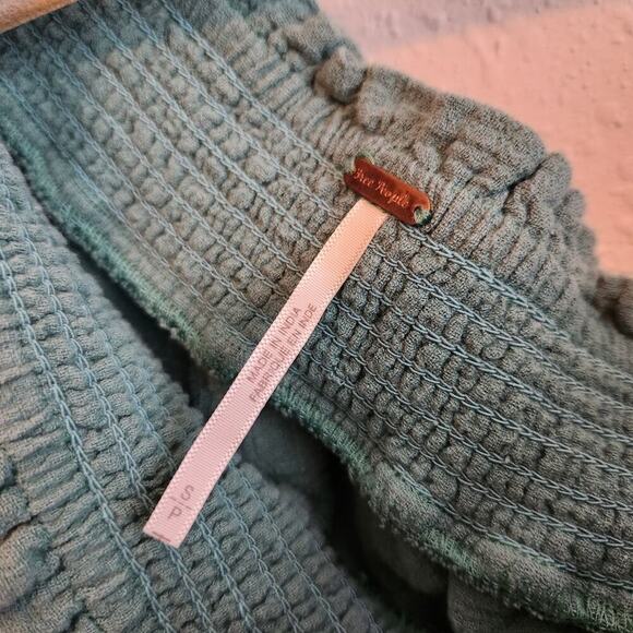 Free People Go For Drama Ruffled One Shoulder Green Top Size Small - Picture 6 of 8